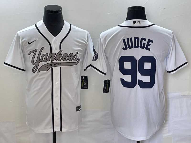Men%27s New York Yankees #99 Aaron Judge White Cool Base Stitched Baseball Jersey->new york yankees->MLB Jersey